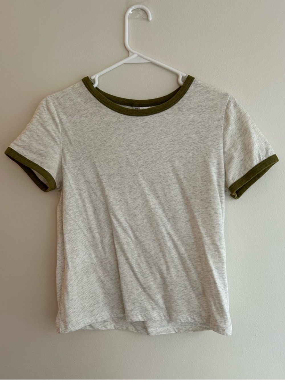 H&M Cropped Ringer Tee with Olive Trim